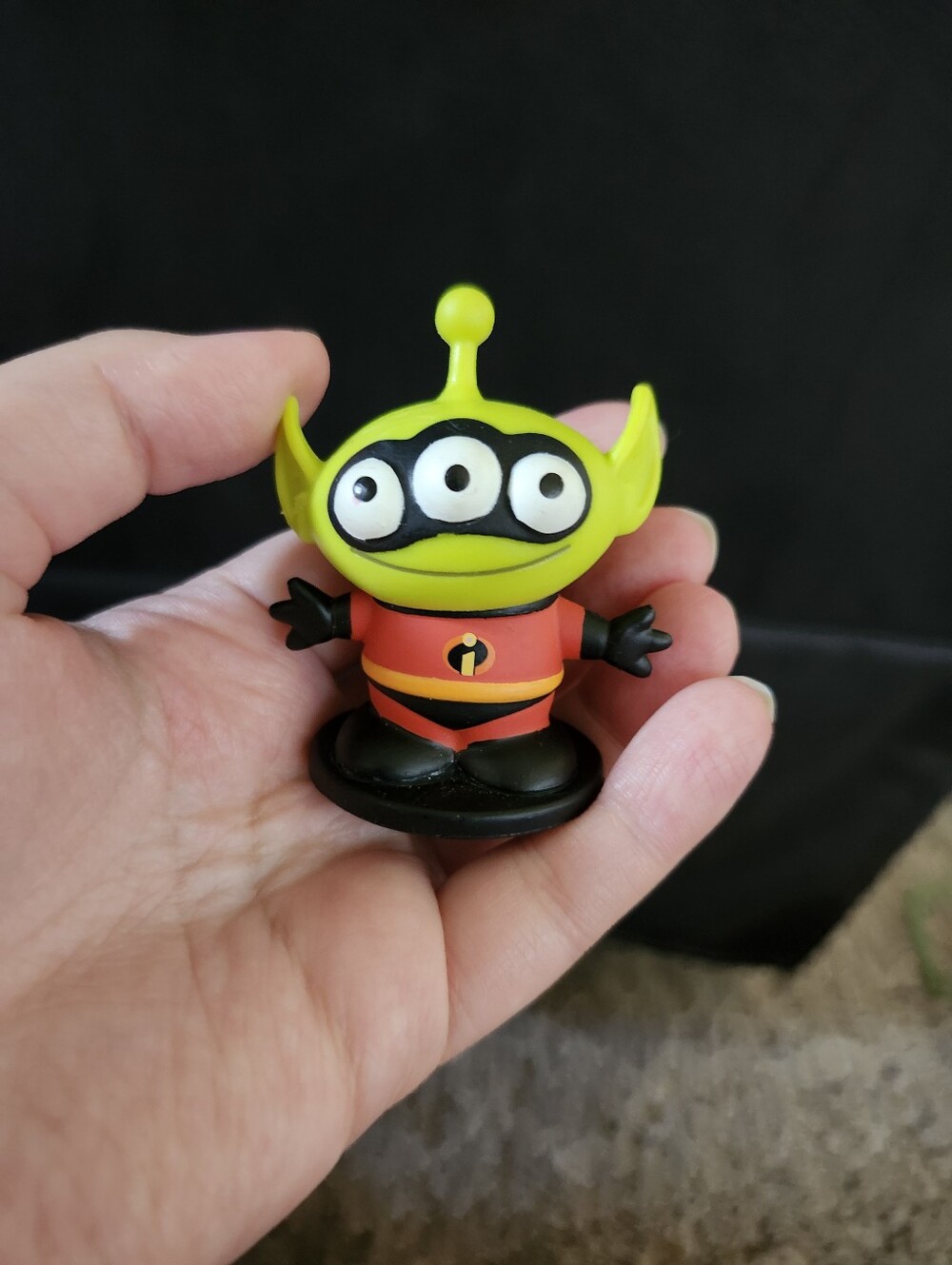 Disney Three-Eyed Alien Figure in Green, Red, and Black